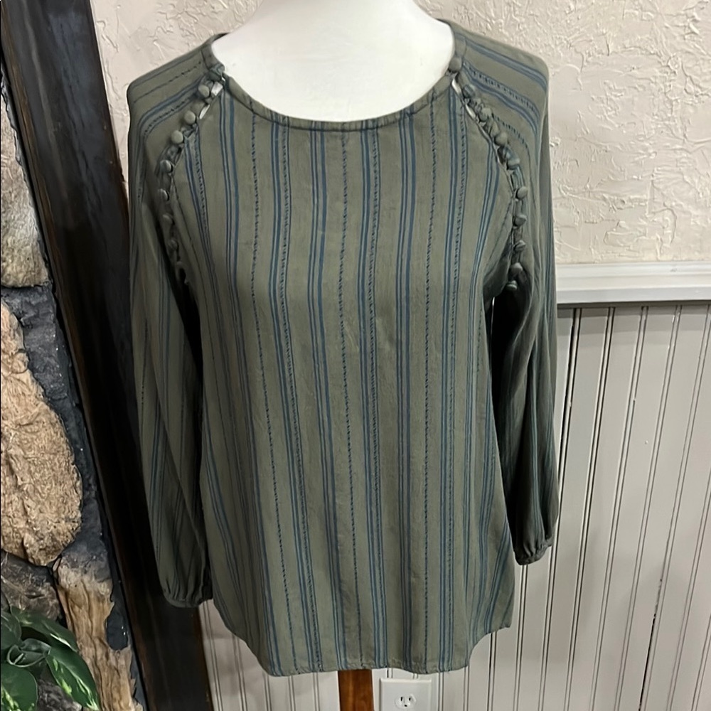 Striped Green Long Sleeve Women's Top